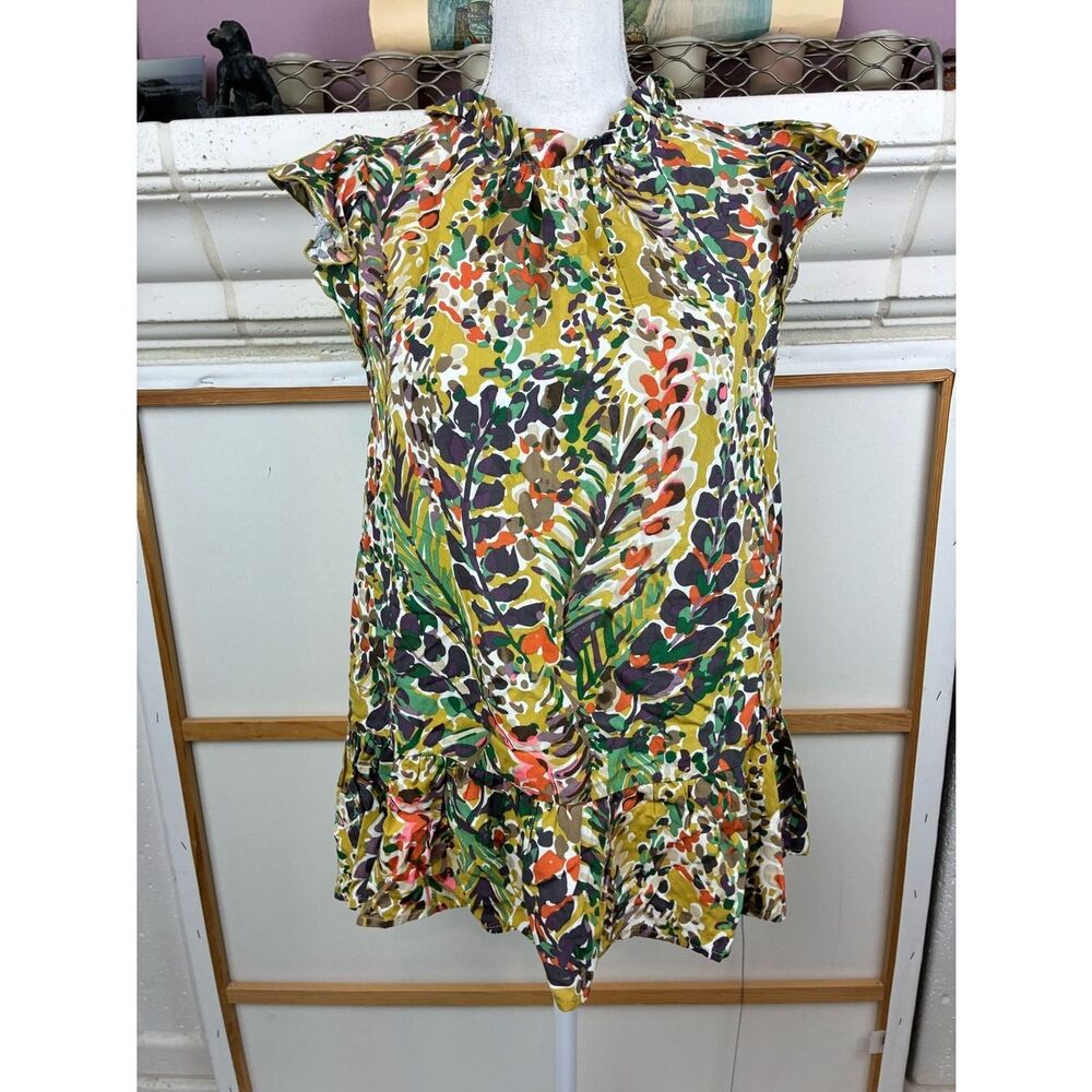 JODIFL Amazingly Multicolor Floral Ruffle Peplum blouse w/ Cap-Sleeve